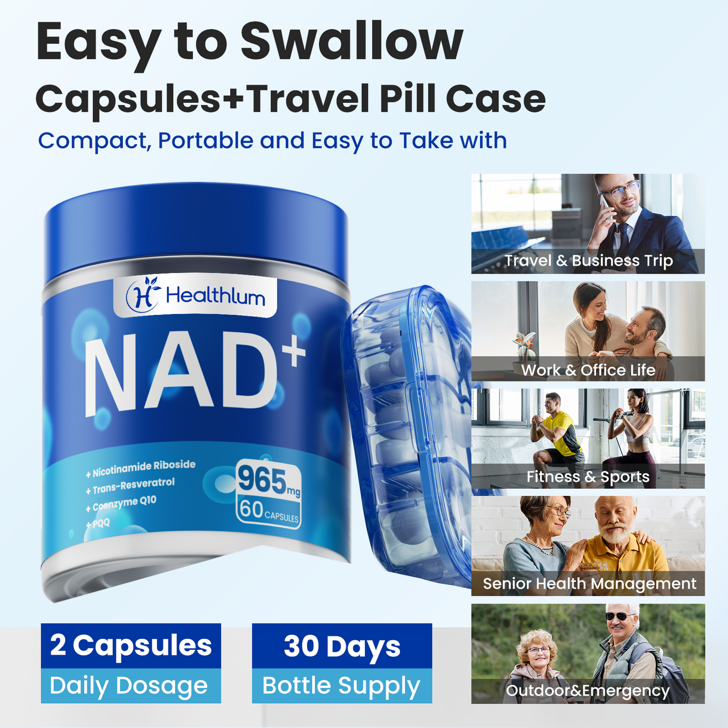 Healthlum NAD Supplement for Women and Men, Supports Cellular Energy, Vitality & Healthy Aging (Copy)