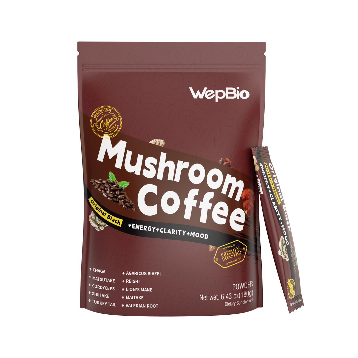 Wepbio 11 in 1 Instant Mushroom Coffee-Original Black