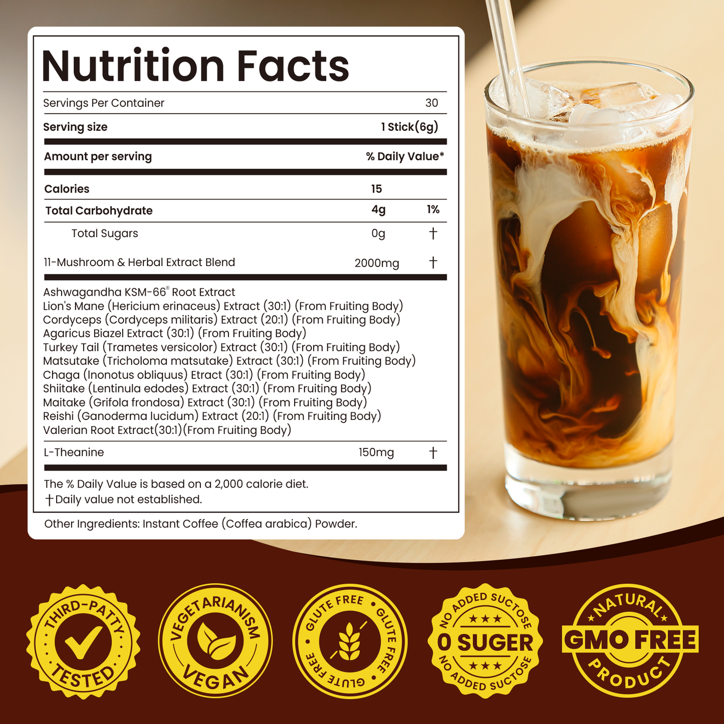 Wepbio 11 in 1 Instant Mushroom Coffee-Hazelnut