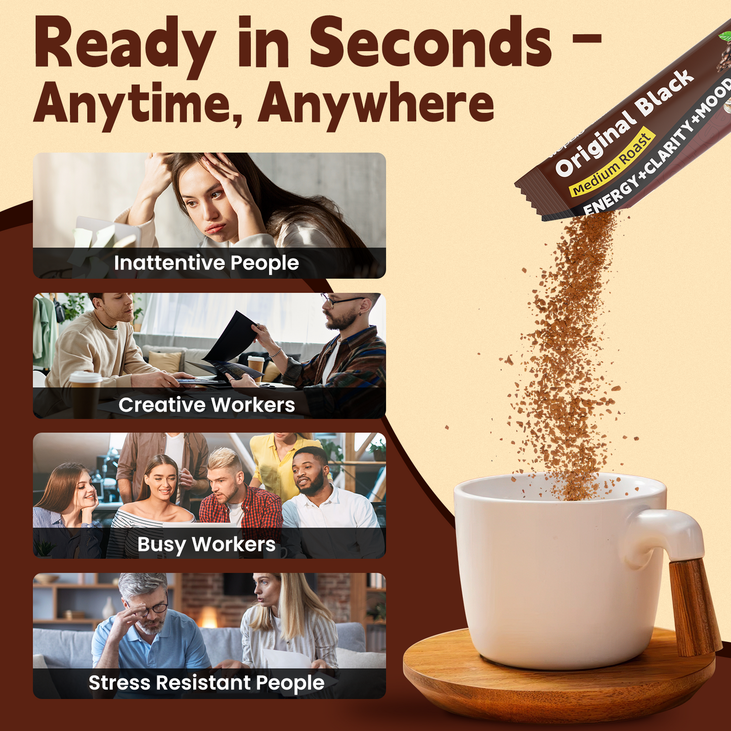 Wepbio 11 in 1 Instant Mushroom Coffee-Original Black