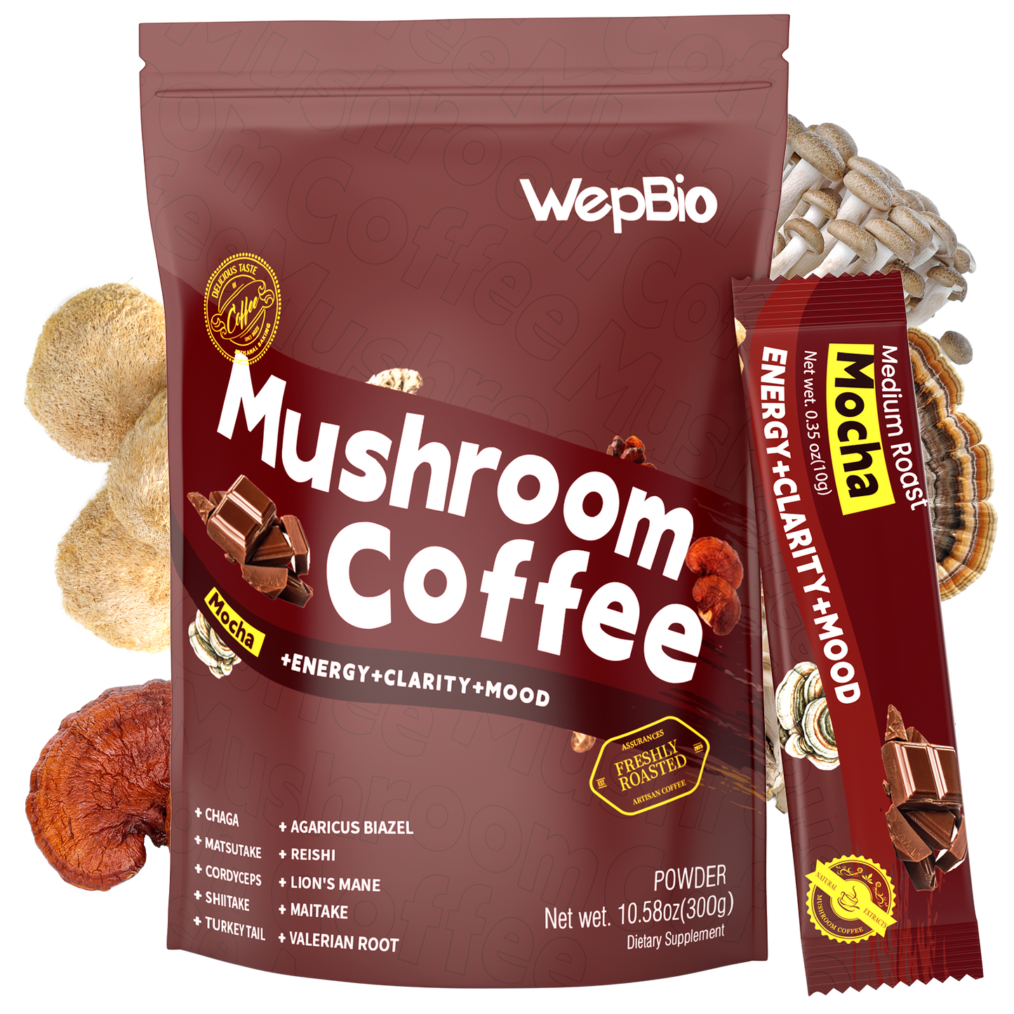 Wepbio 11 in 1 Instant  Mushroom Coffee-Original Black