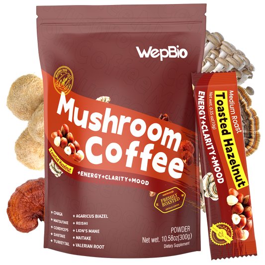 Wepbio 11 in 1 Instant  Mushroom Coffee-Hazelnut