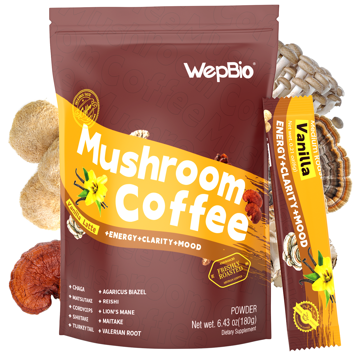 Wepbio 11 in 1 Instant  Mushroom Coffee-Original Black