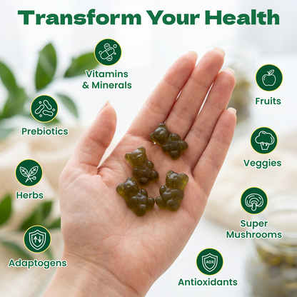 Daily Greens Gummies for Women and Men, 160 Count | Superfood Multivitamin Gummy for Gut Health