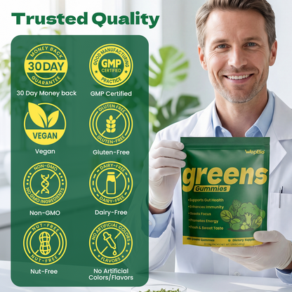 Daily Greens Gummies for Women and Men, 160 Count | Superfood Multivitamin Gummy for Gut Health