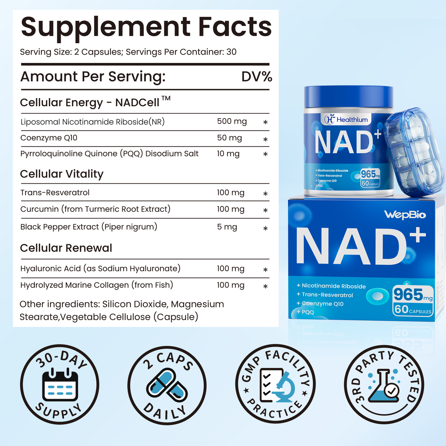 Healthlum NAD Supplement for Women and Men, Supports Cellular Energy, Vitality & Healthy Aging (Copy)