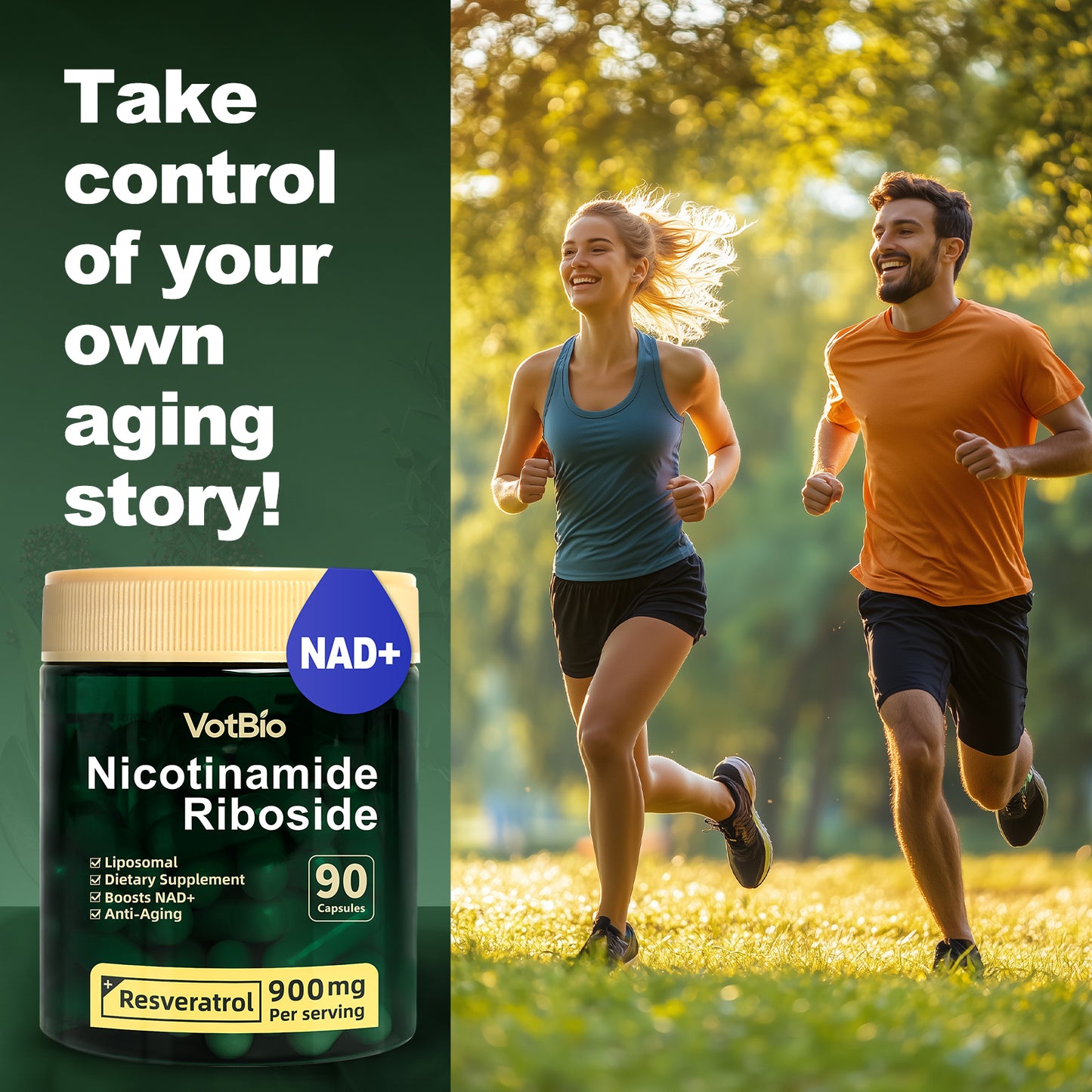 Liposomal NAD+ Supplement, Nicotinamide Riboside with Resveratrol 900mg for Women and Men, High Purity NAD Booster Supplement for Energy & Healthy Aging - 90 Capsules