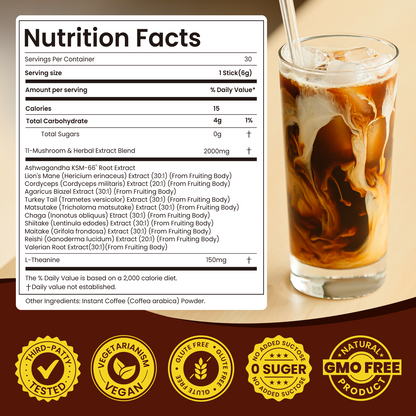 Wepbio 11 in 1 Instant  Mushroom Coffee-Hazelnut